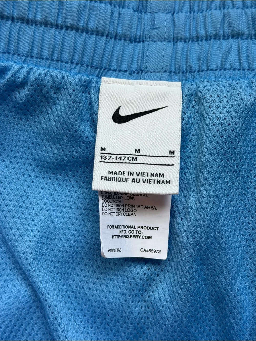 Nike Boys Light Blue Swim Trunks with Side Logo